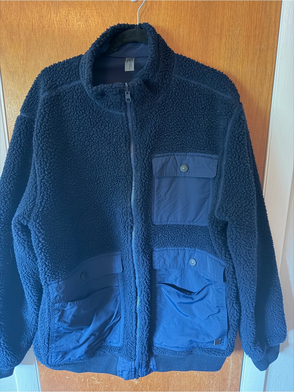 Men's Navy Sherpa Fleece Zip Jacket